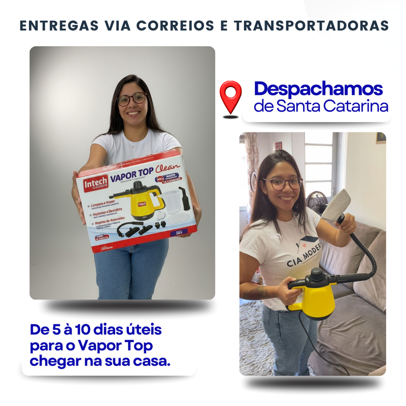 Limpador à Vapor + 9 acessórios + Frete Grátis