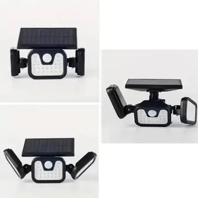 2 Lâmpadas Solares Led Área Externa Com Sensor De Presença Preto